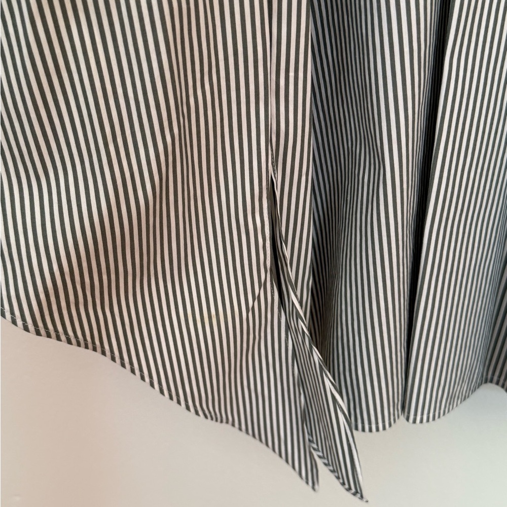 Lafayette 148 New York Grey and White Striped Casual Shirt Size L - Picture 4 of 4